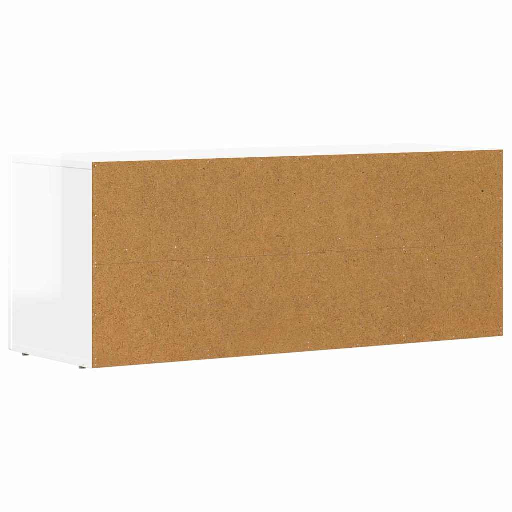 Mobile TV Bianco Lucido 100 x 35 x 40 cm Legno multistrato