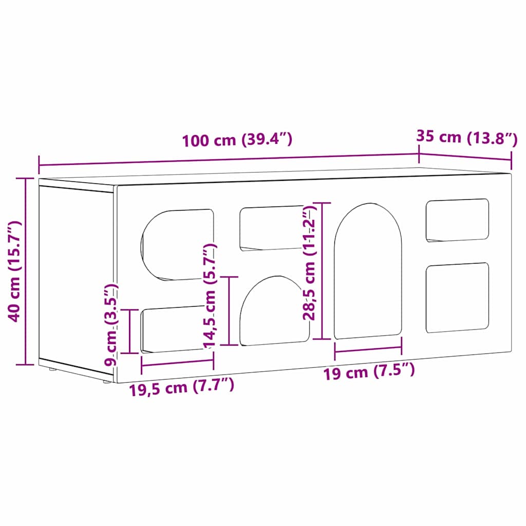 Mobile TV ELST 100 x 35 x 40 cm Bianco Lucido Legno multistrato