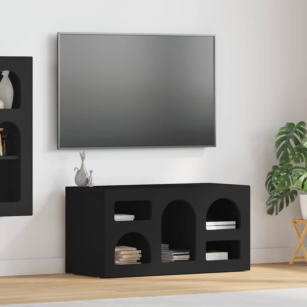 Mobile TV Nero 80 x 35 x 40 cm Legno multistrato