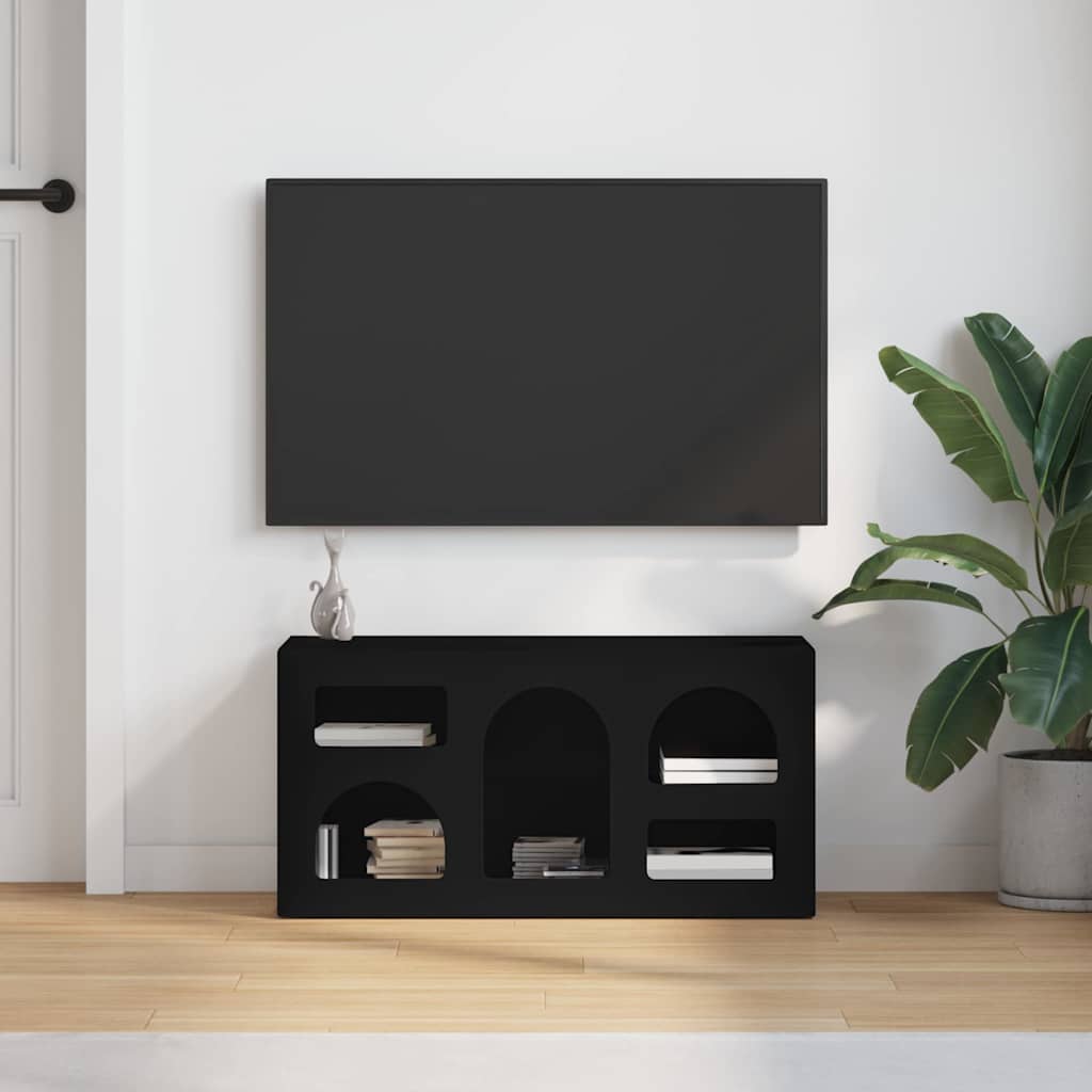 Mobile TV Nero 80 x 35 x 40 cm Legno multistrato