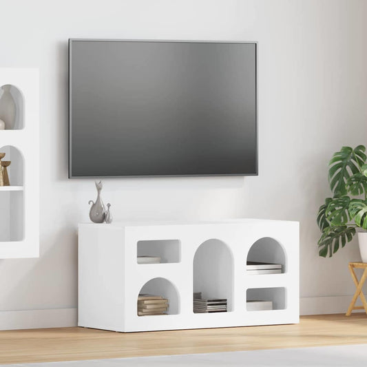 Mobile TV Bianco Lucido 80 x 35 x 40 cm Legno multistrato