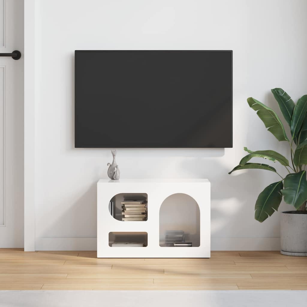 Mobile TV Bianco Lucido 60 x 35 x 40 cm Legno multistrato