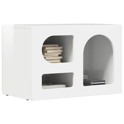 Mobile TV Bianco Lucido 60 x 35 x 40 cm Legno multistrato