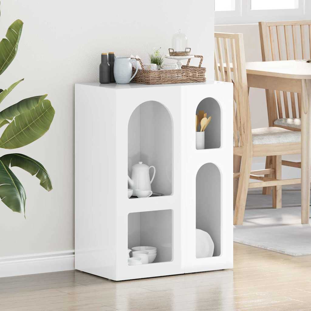 Credenza Bianco Lucido 59 x 35 x 80.5 cm Legno multistrato