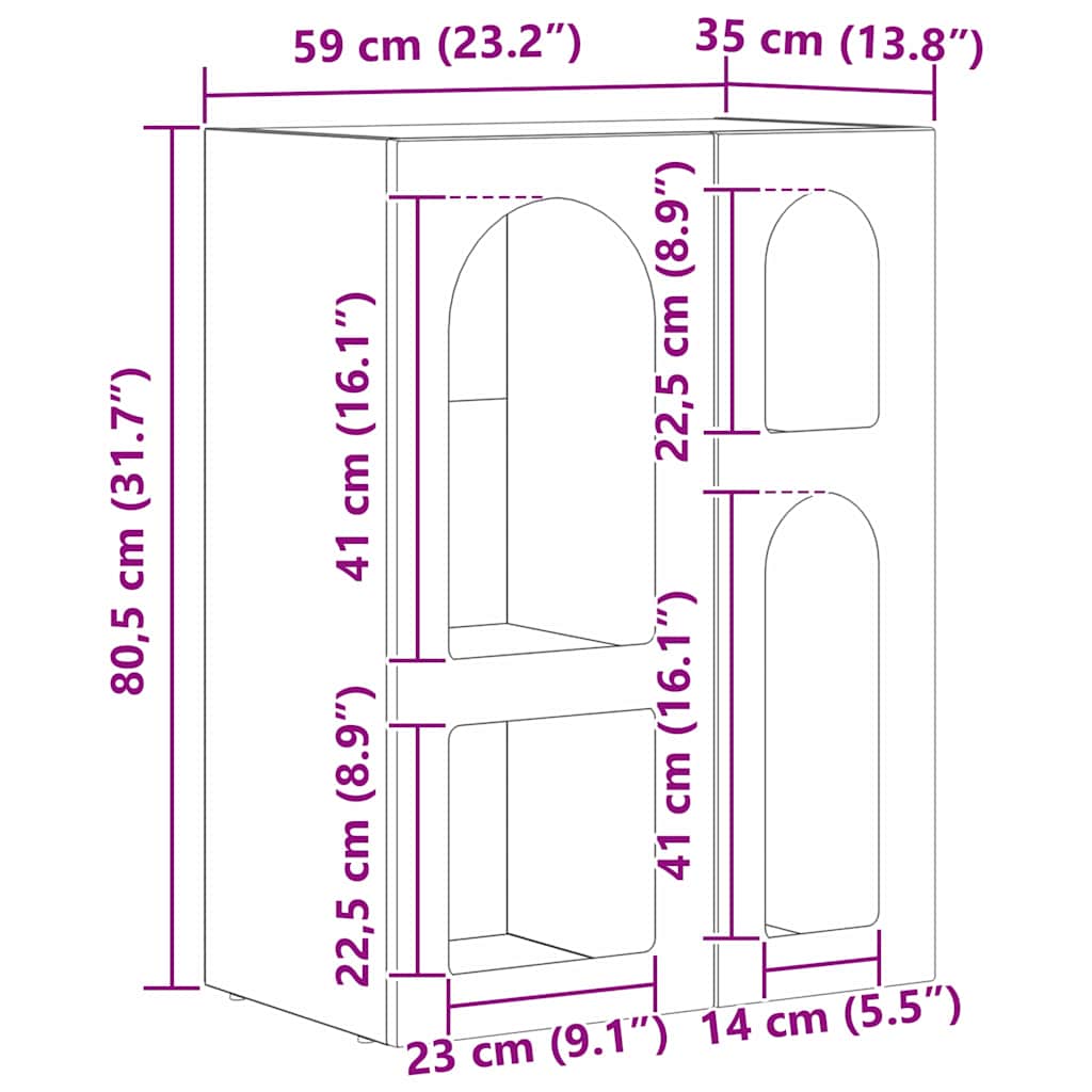 Credenza Legno vecchio 59 x 35 x 80.5 cm Legno multistrato