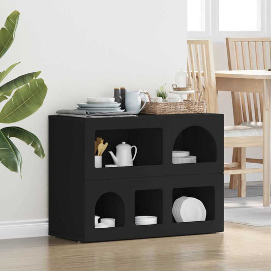 Credenza Nero 80.5 x 35 x 59 cm Legno multistrato