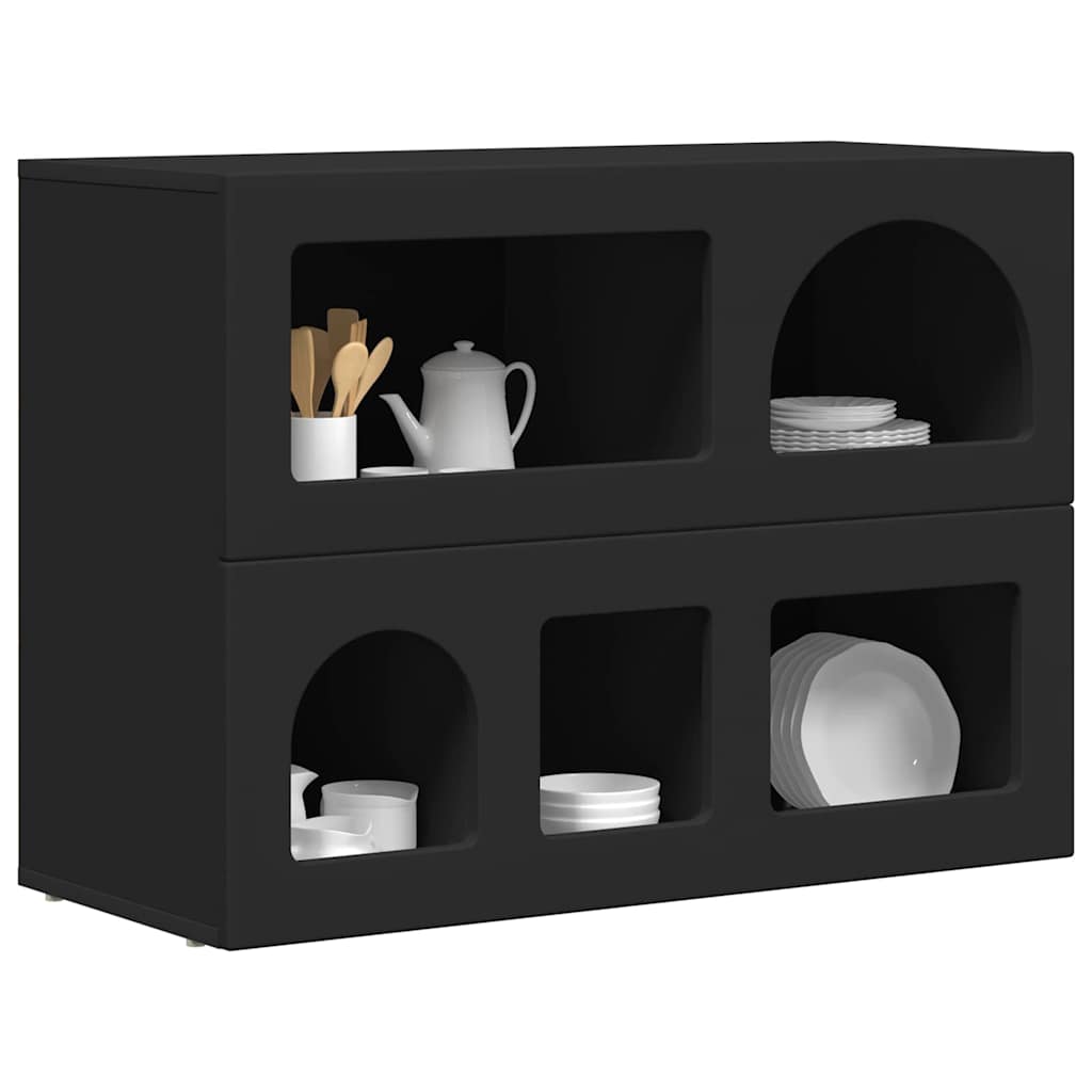 Credenza Nero 80.5 x 35 x 59 cm Legno multistrato
