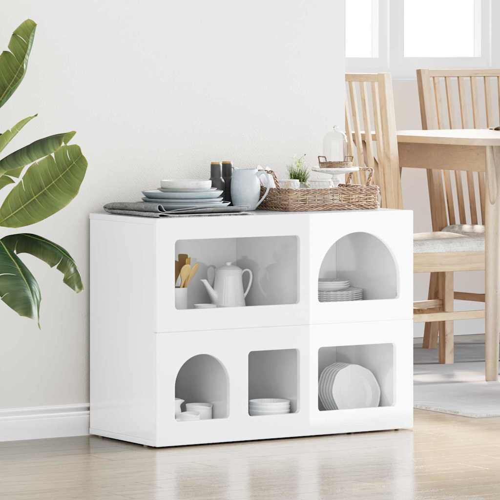 Credenza ELST Bianco Lucido 80.5 x 35 x 59 cm Legno multistrato