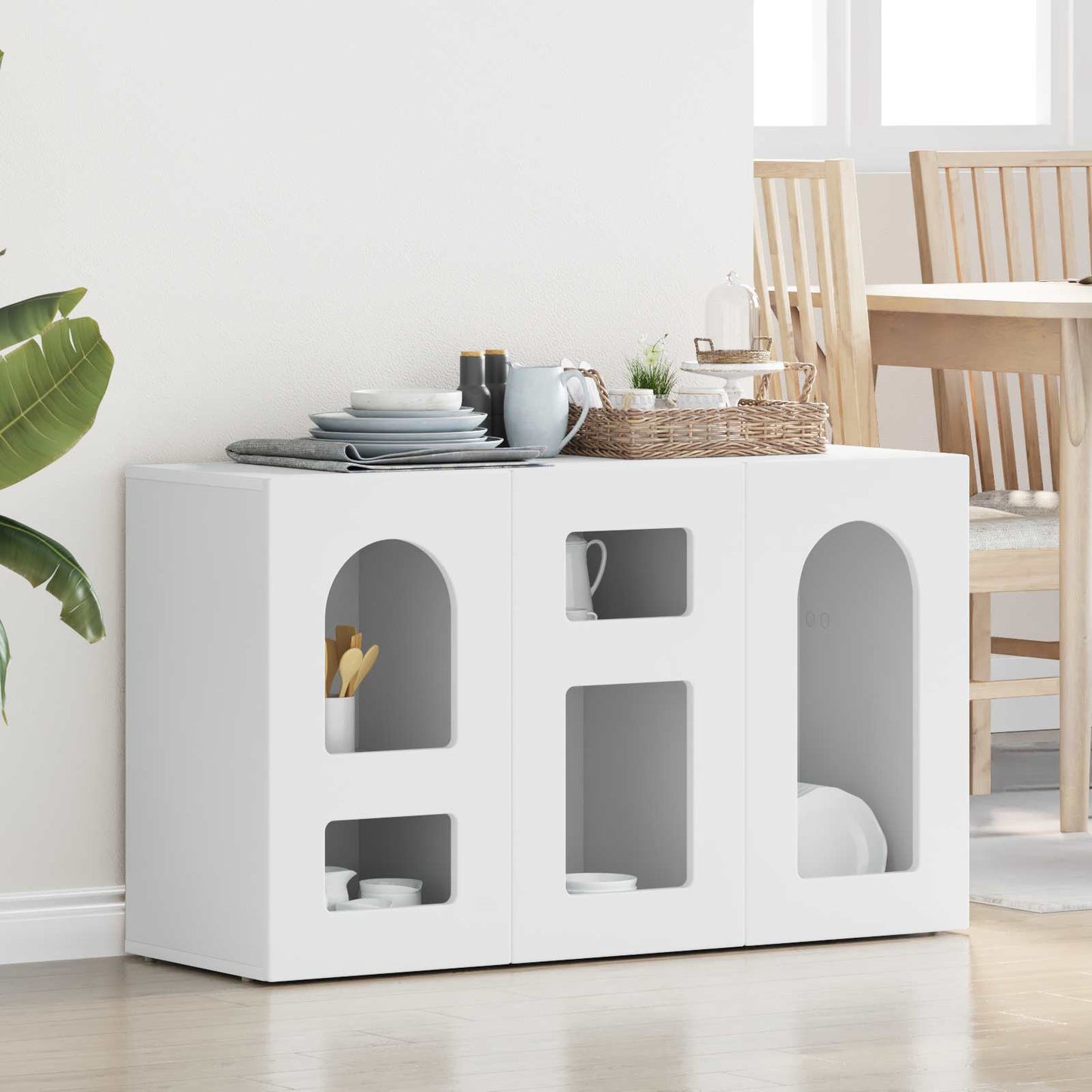 Credenza ELST Bianco 100 x 35 x 59 cm Legno multistrato