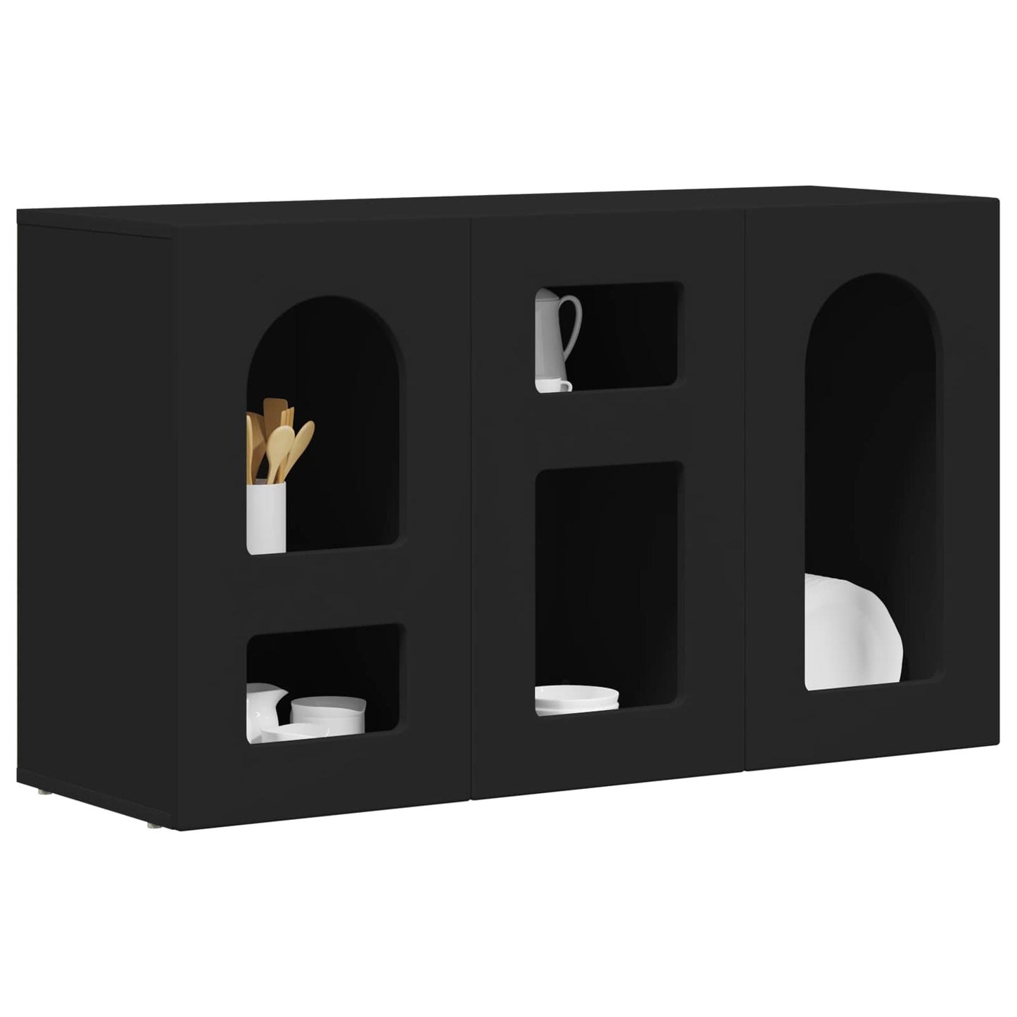 Credenza ELST Nero 100 x 35 x 59 cm Legno multistrato