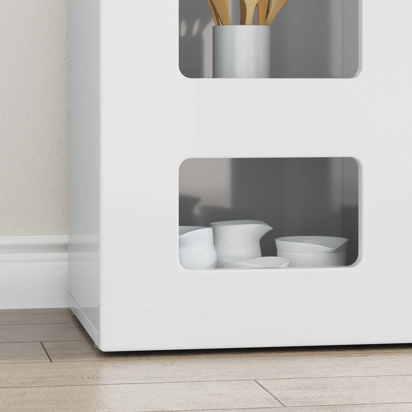 Credenza Bianco Lucido 100 x 35 x 59 cm Legno multistrato