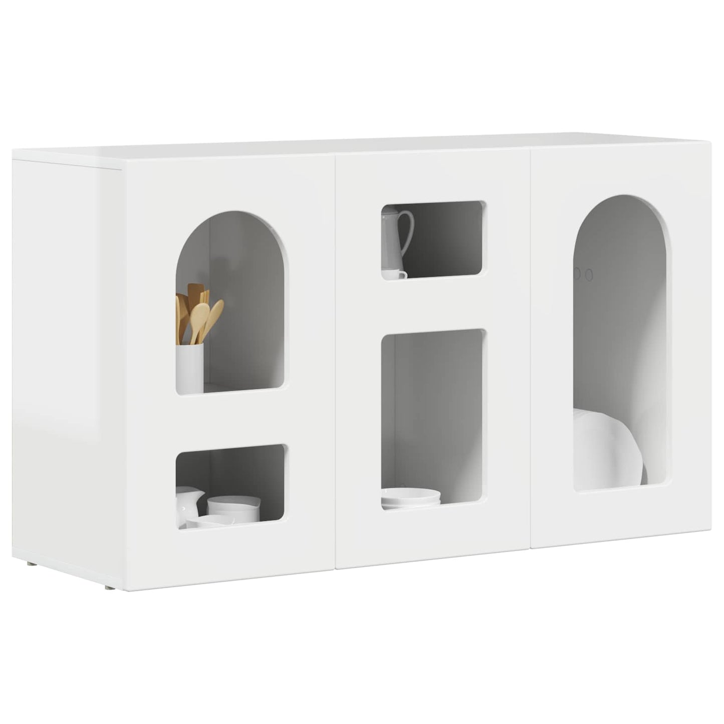 Credenza Bianco Lucido 100 x 35 x 59 cm Legno multistrato