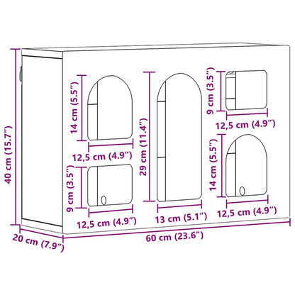 Armadio pensile con lo scaffale Grigio cemento 60 x 20 x 40 cm