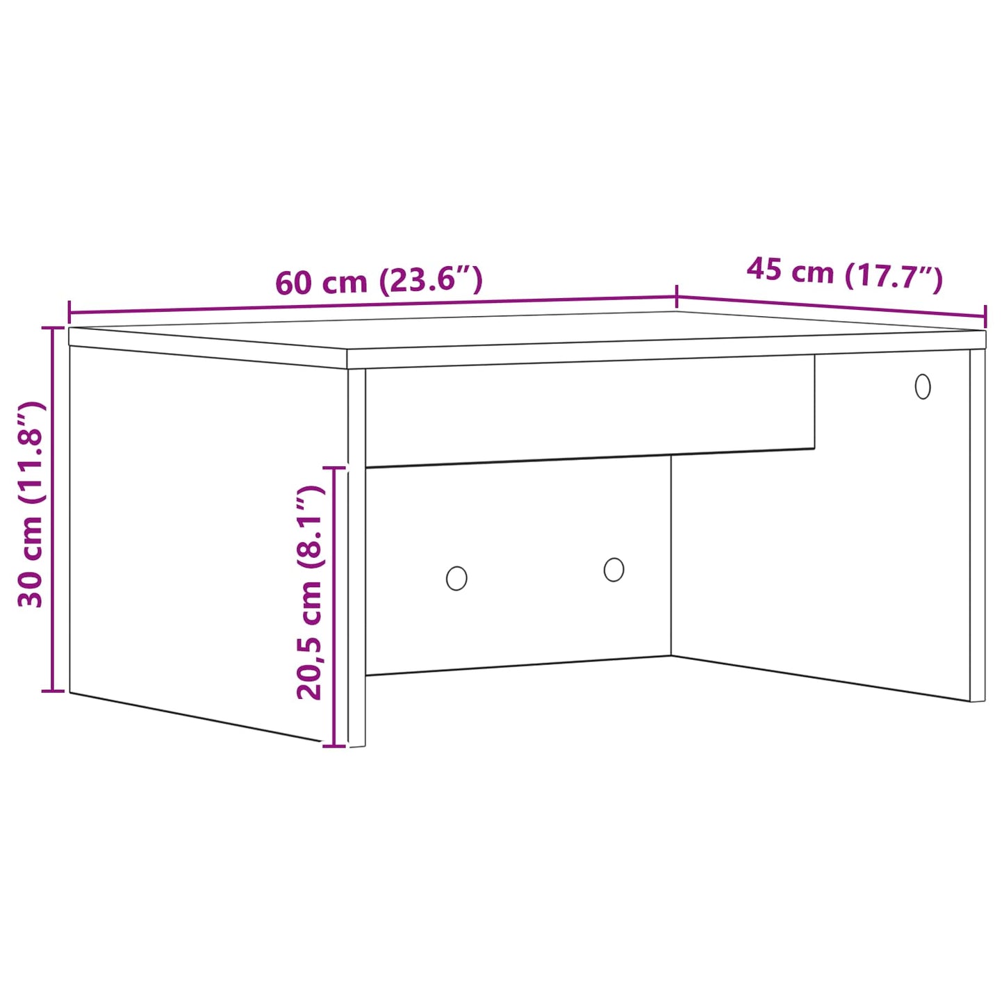 Scrivania a parete Bianco 60 x 45 x 30 cm Legno multistrato