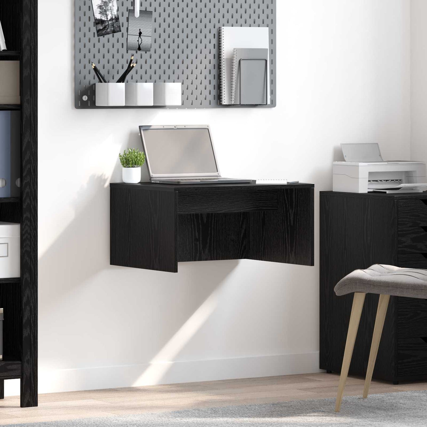 Scrivania a parete Rovere Nero 60 x 45 x 30 cm | homemem39