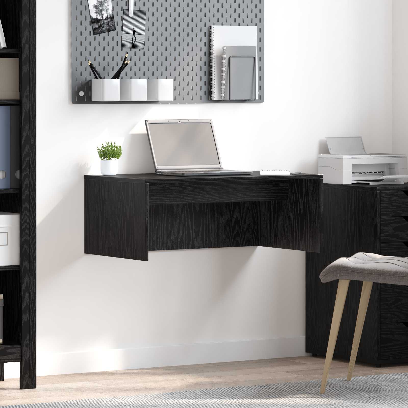 Scrivania a parete Rovere Nero 80 x 45 x 30 cm | homemem39