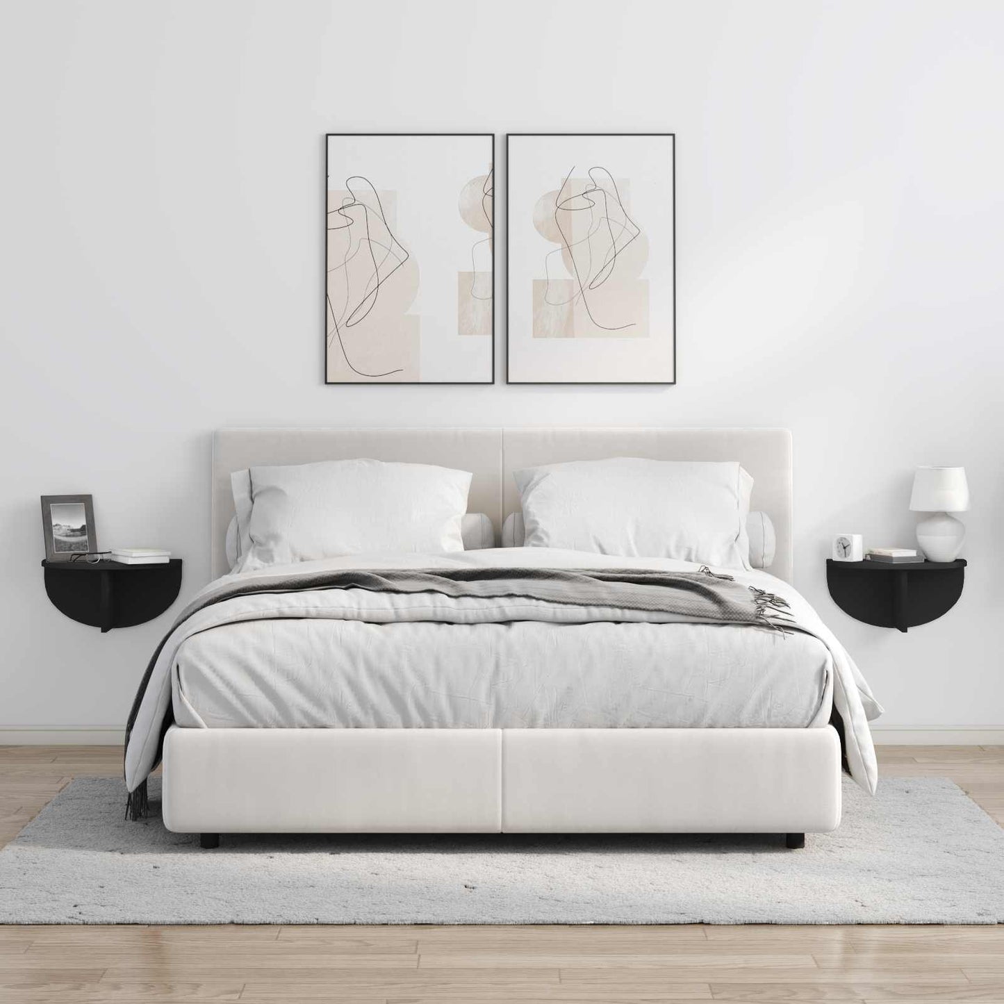 Scaffale da parete 2 pcs Nero 38 x 19 x 19 cm Legno multistrato