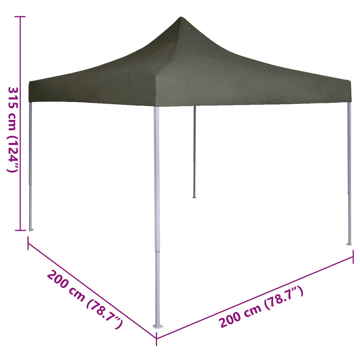 Tenda Party Antracite 200 x 200 x 315 cm Tessuto Oxford