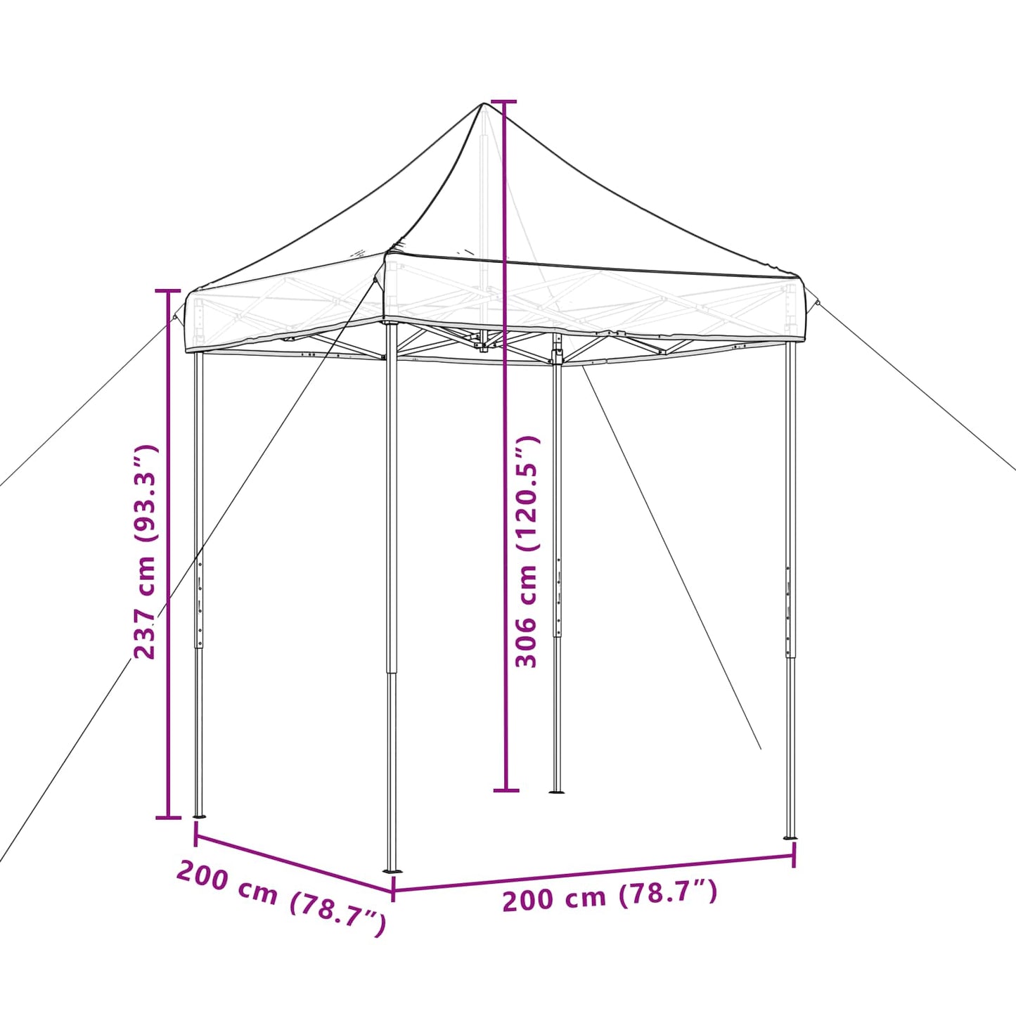 Tenda Party Marrone 200 x 200 x 306 cm Tessuto Oxford
