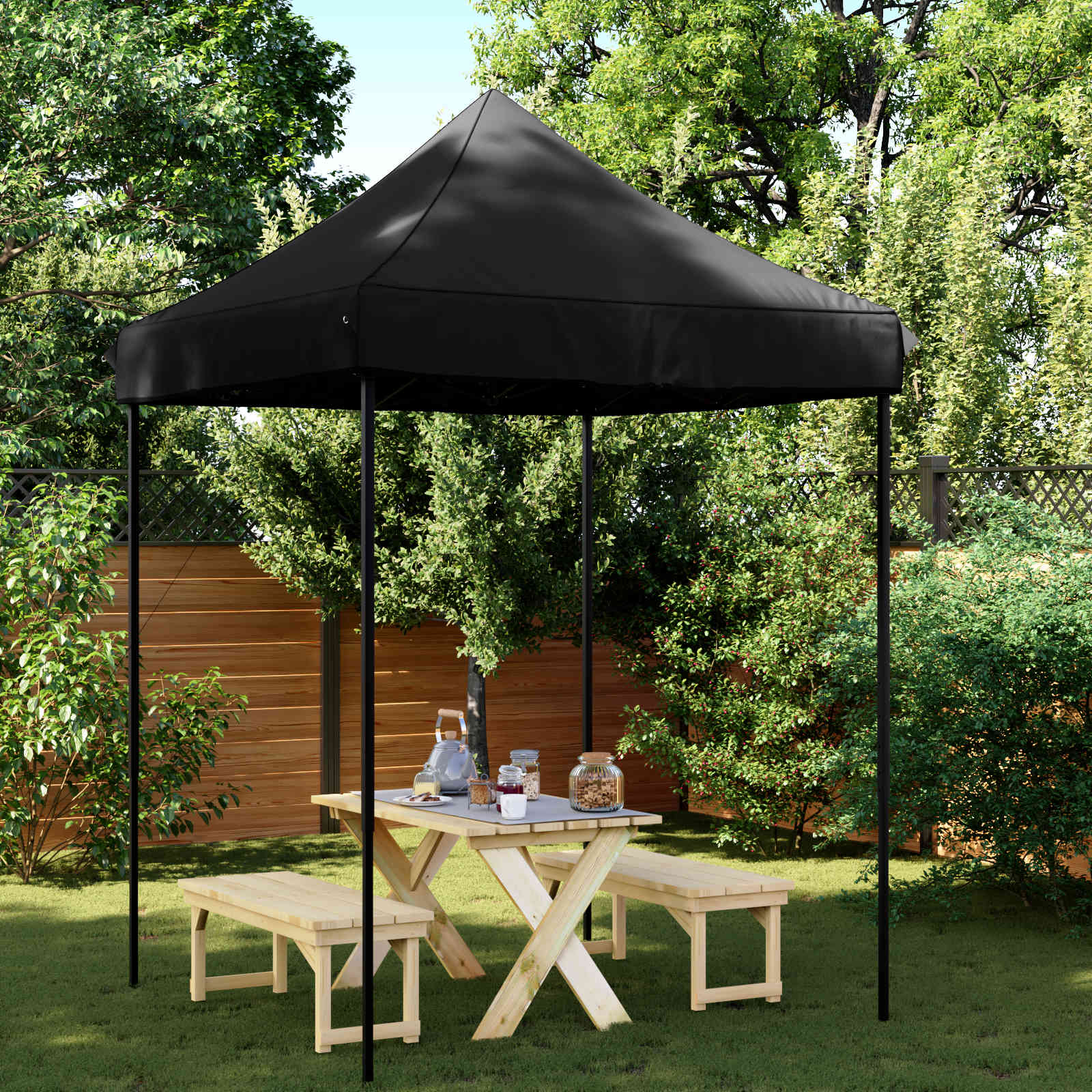 Tenda Party Nero 200 x 200 x 306 cm Tessuto Oxford | homemem39