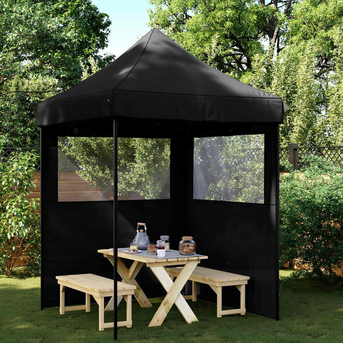 Tenda Party Nero 200 x 200 x 306 cm Tessuto Oxford