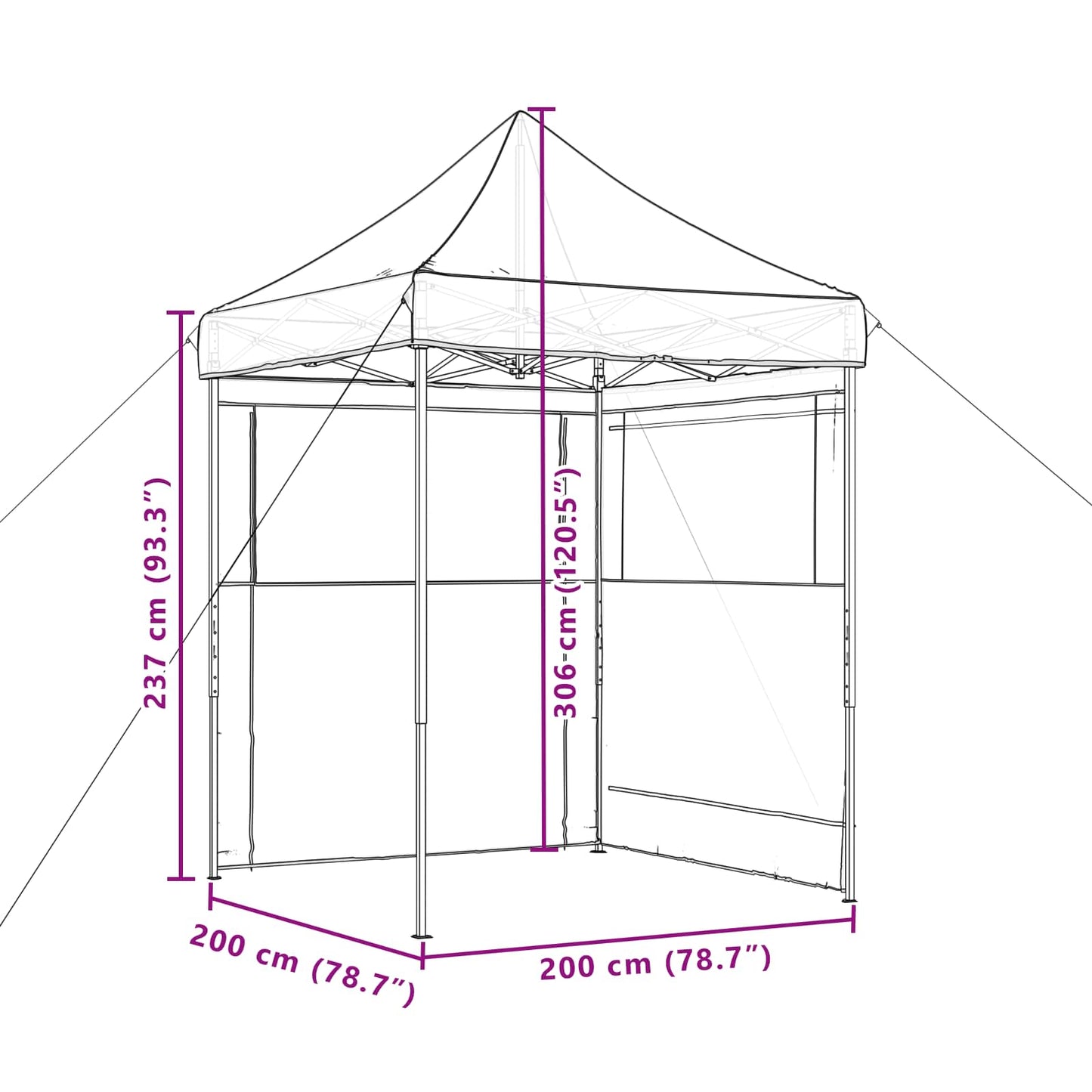 Tenda Party Arancione 200 x 200 x 306 cm Tessuto Oxford