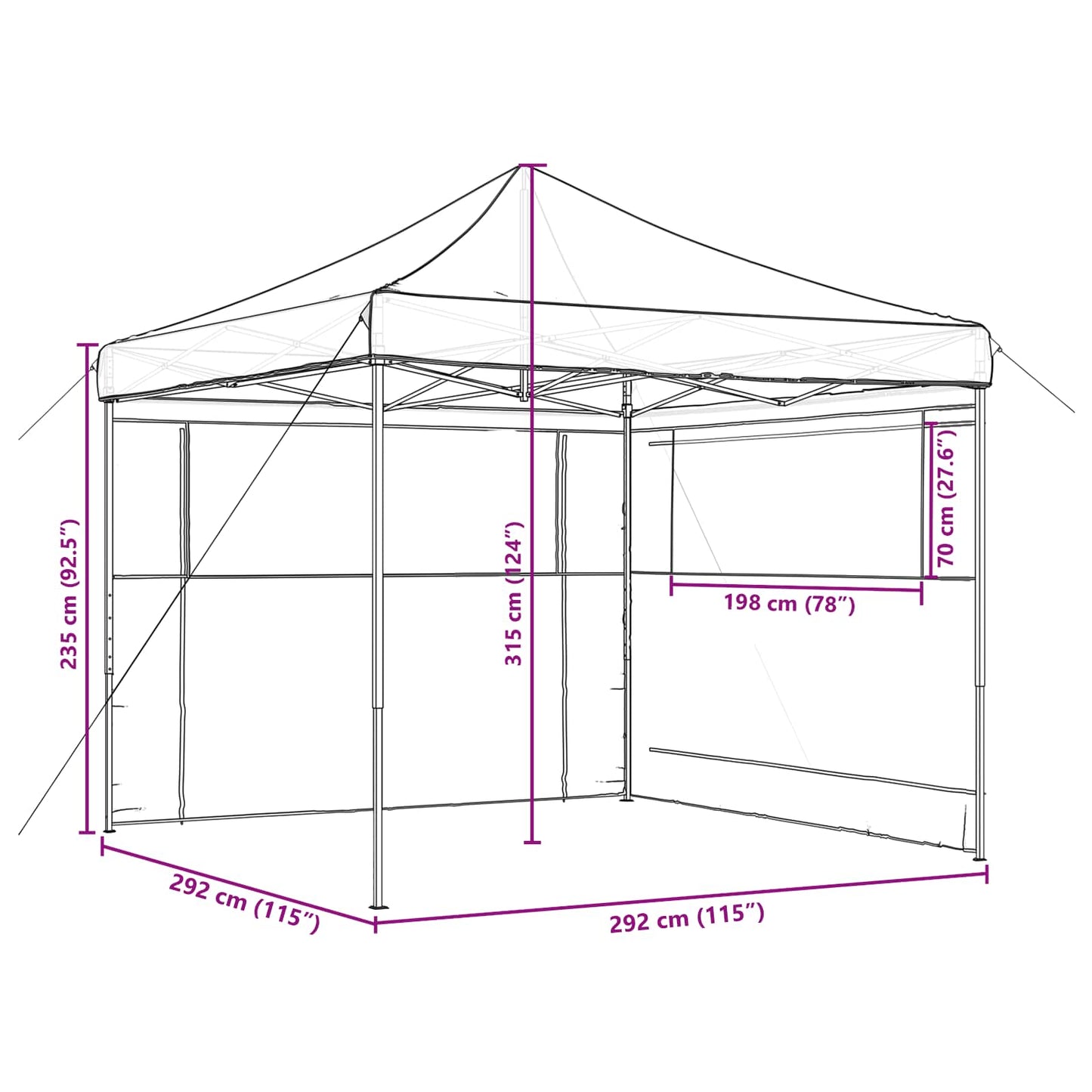 Tenda Party Terracotta 292 x 292 x 315 cm Tessuto Oxford
