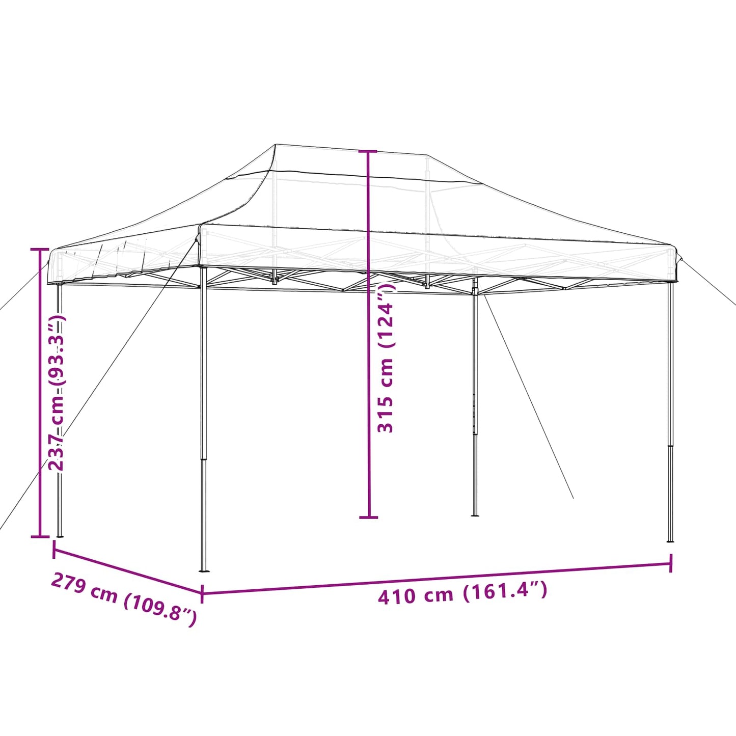 Tenda Party Verde 279 x 410 x 315 cm Tessuto Oxford