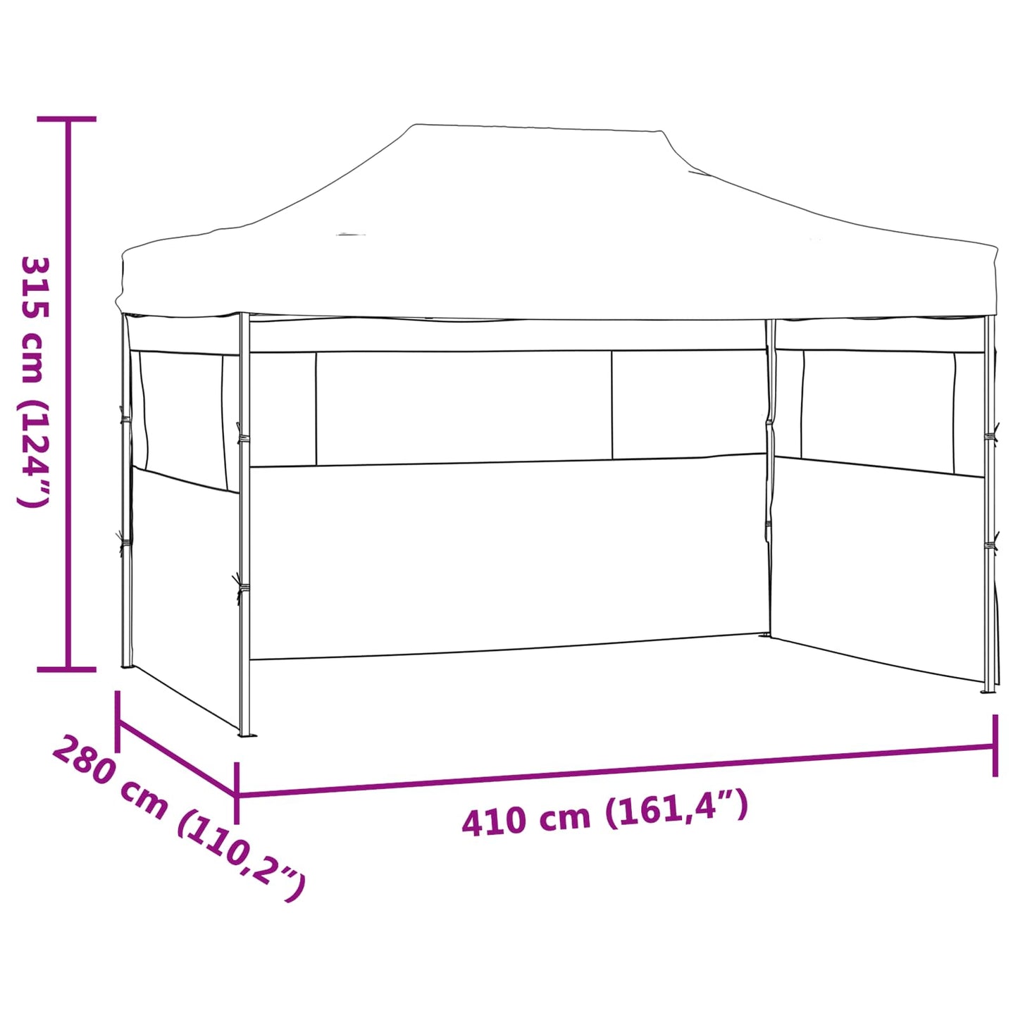 Tenda Party Antracite 280 x 410 x 315 cm Tessuto Oxford | homemem39