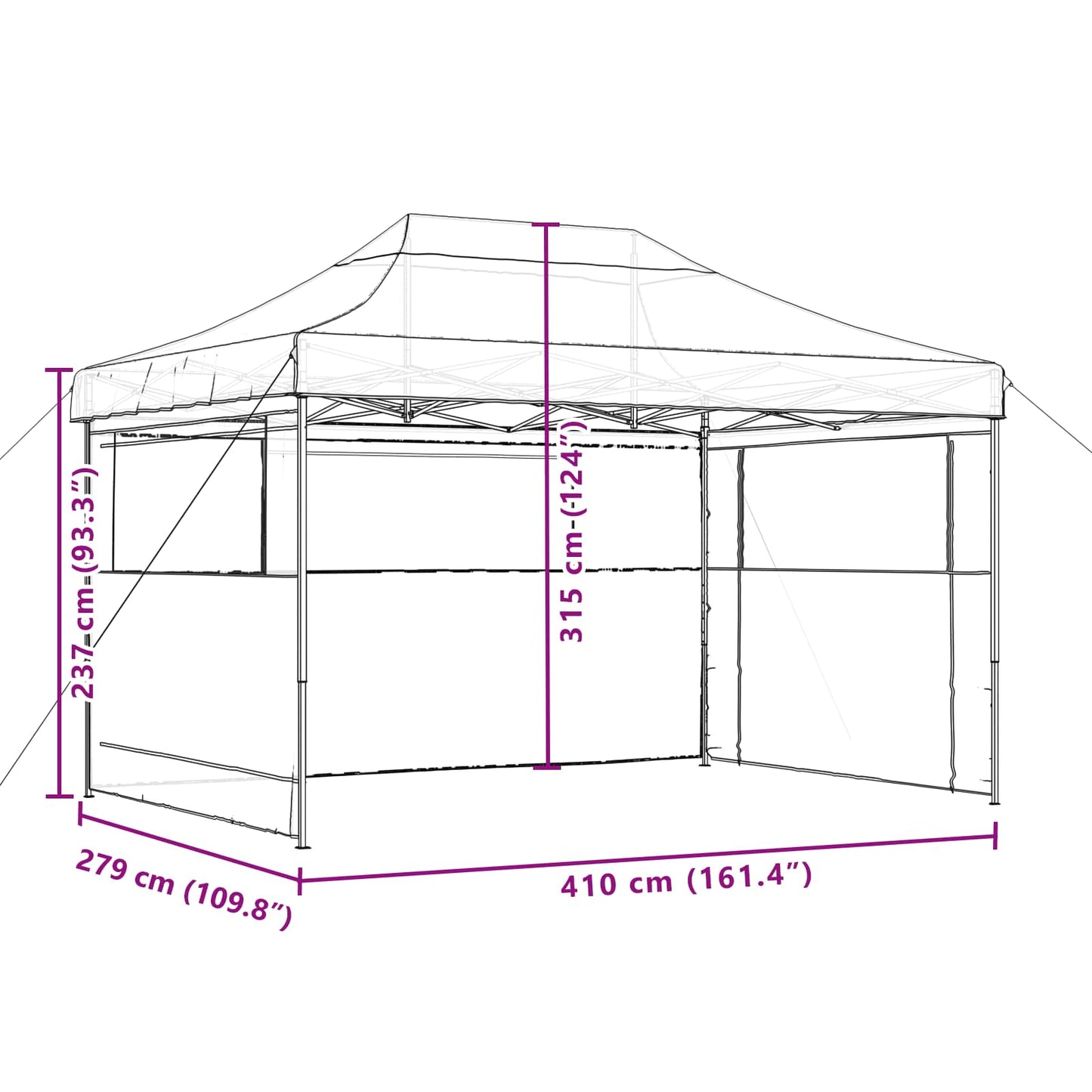 Tenda Party Verde 279 x 410 x 315 cm Tessuto Oxford