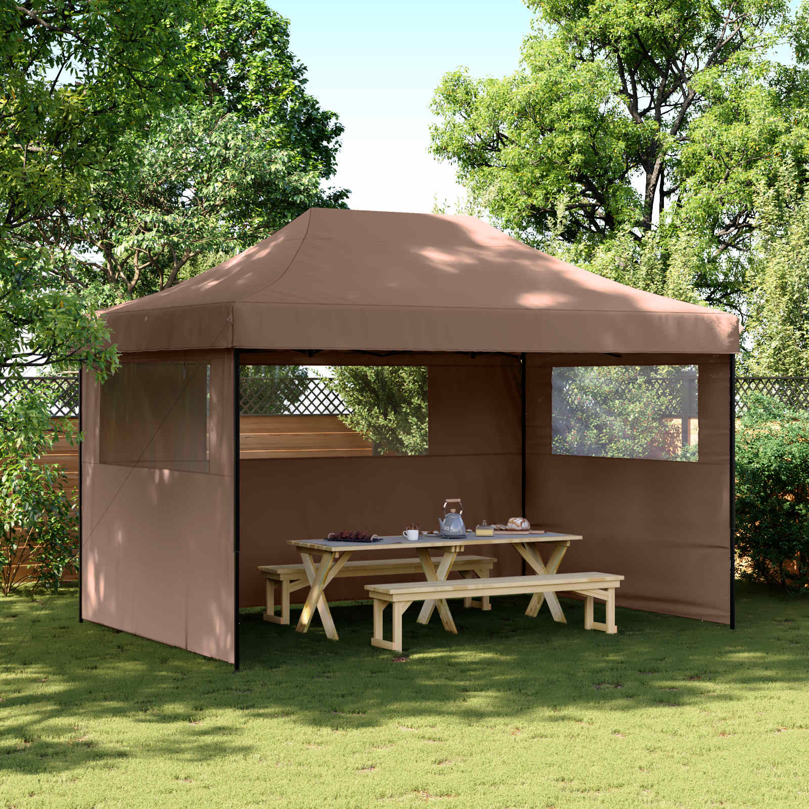 Tenda Party Marrone 279 x 410 x 315 cm Tessuto Oxford | homemem39
