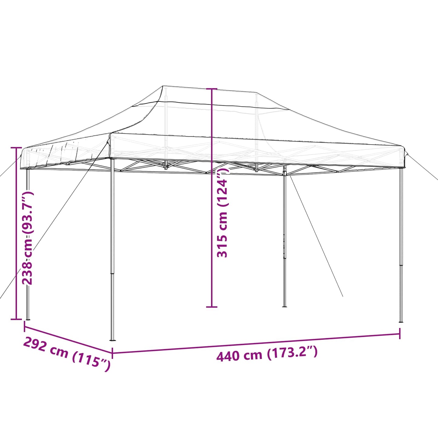 Tenda Party Beige 292 x 440 x 315 cm Tessuto Oxford
