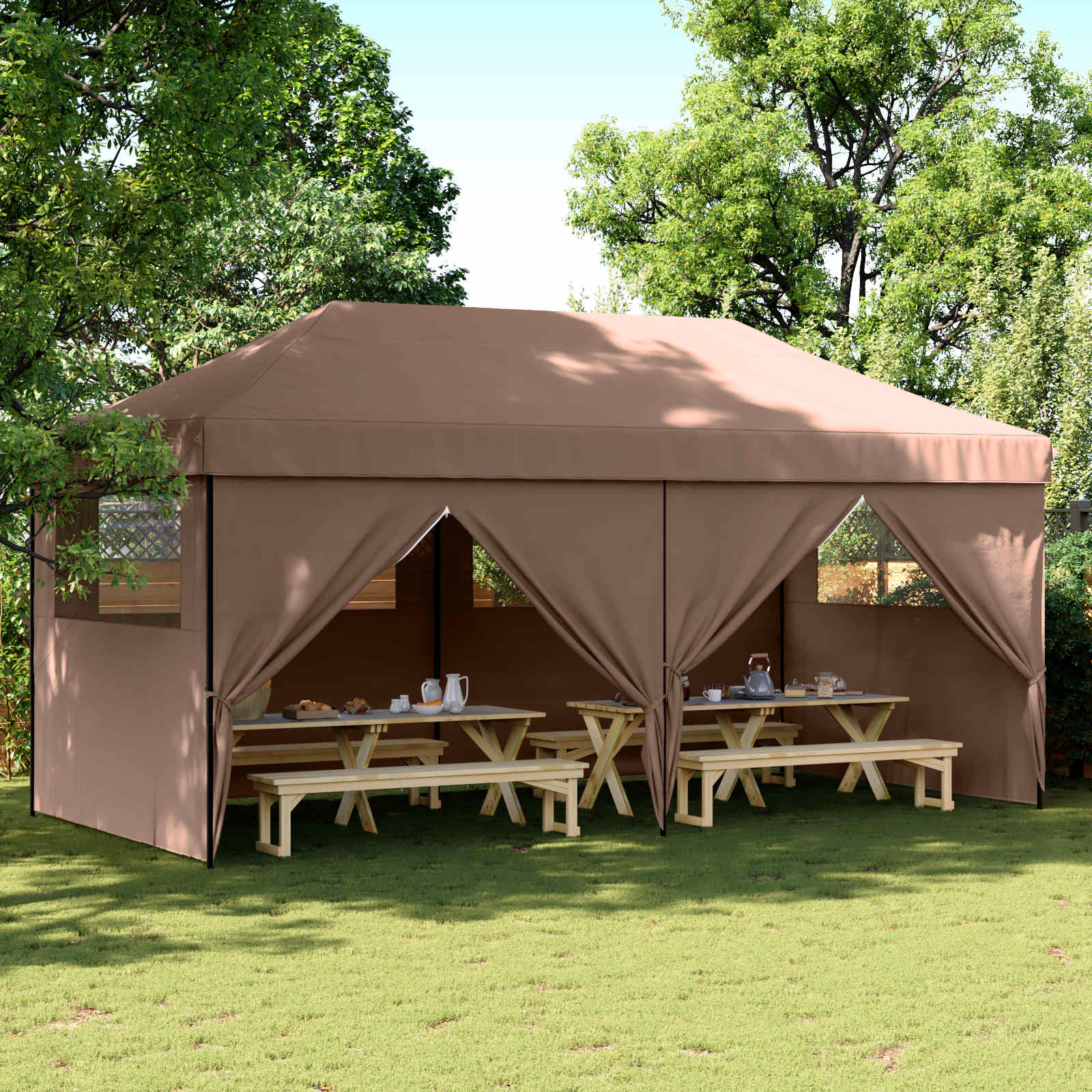 Tenda Party Marrone 292 x 580 x 315 cm Tessuto Oxford | homemem39