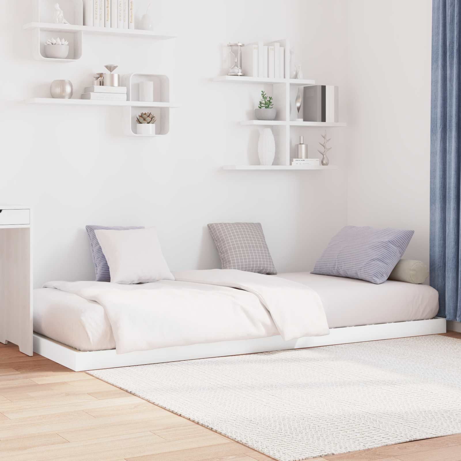 Struttura letto a terra Bianco 75 x 190 cm Legno multistrato | homemem39