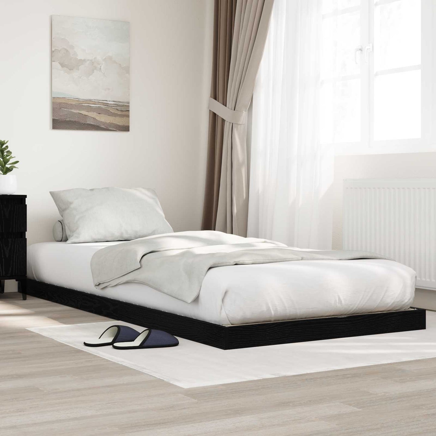 Struttura letto a terra Rovere Nero 80 x 200 cm | homemem39