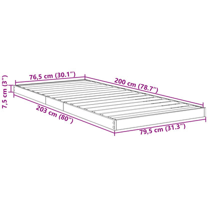 Struttura letto a terra Grigio cemento 80 x 200 cm | homemem39