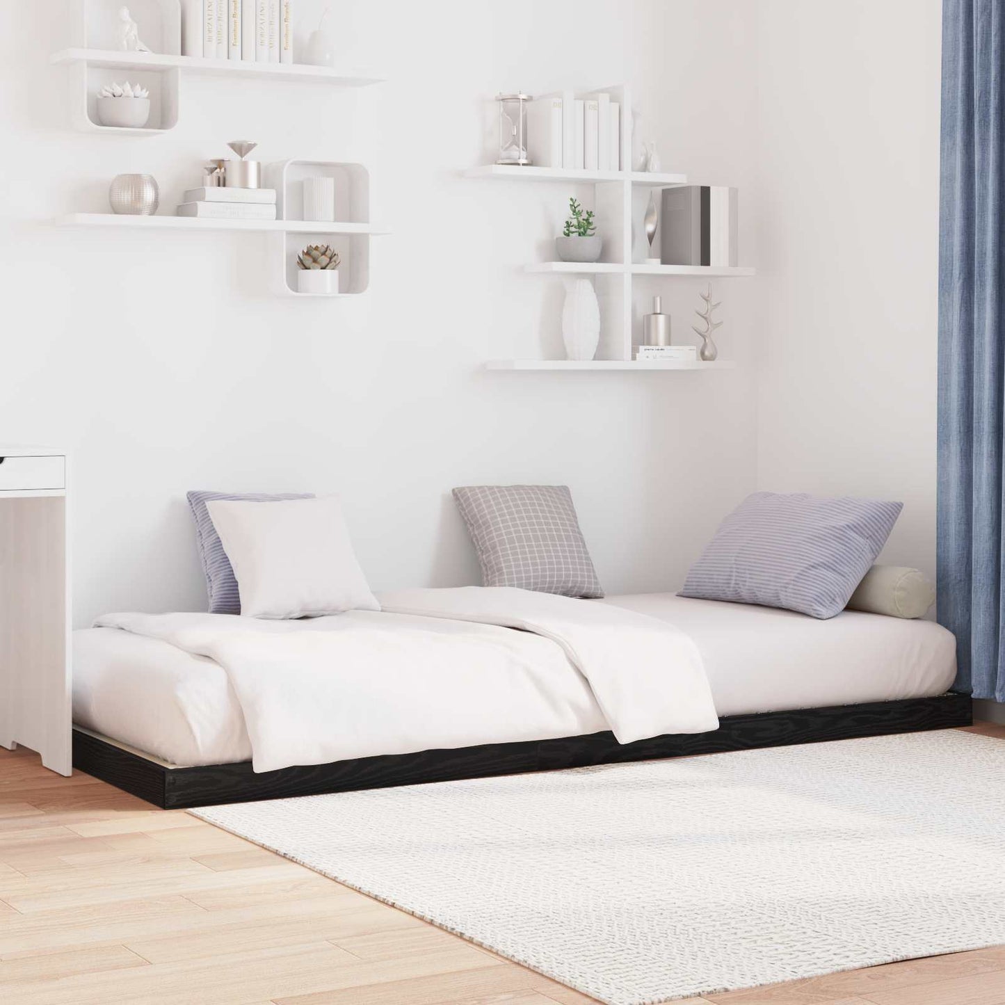 Struttura letto a terra Rovere Nero 100 x 200 cm | homemem39