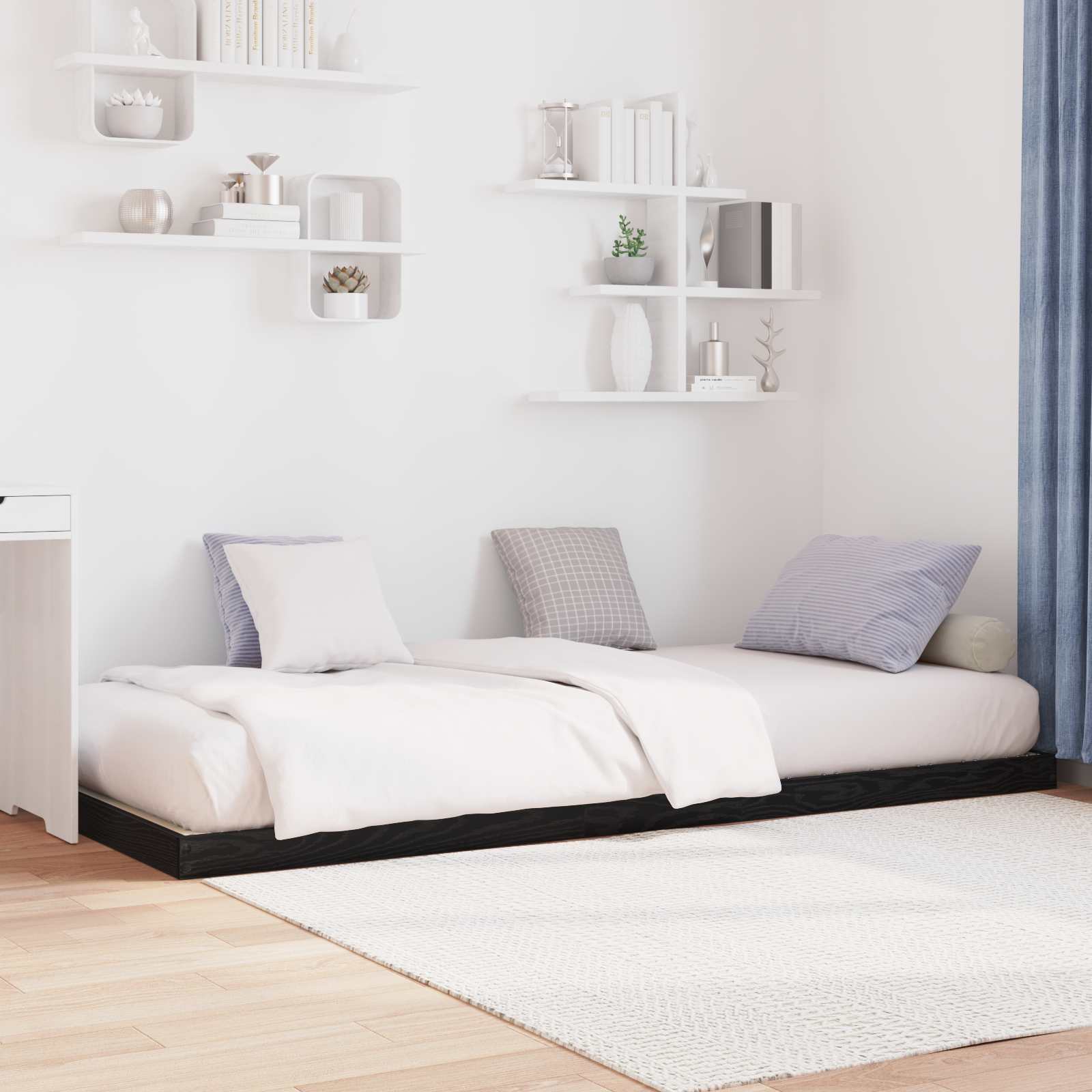 Struttura letto a terra Rovere Nero 100 x 200 cm | homemem39