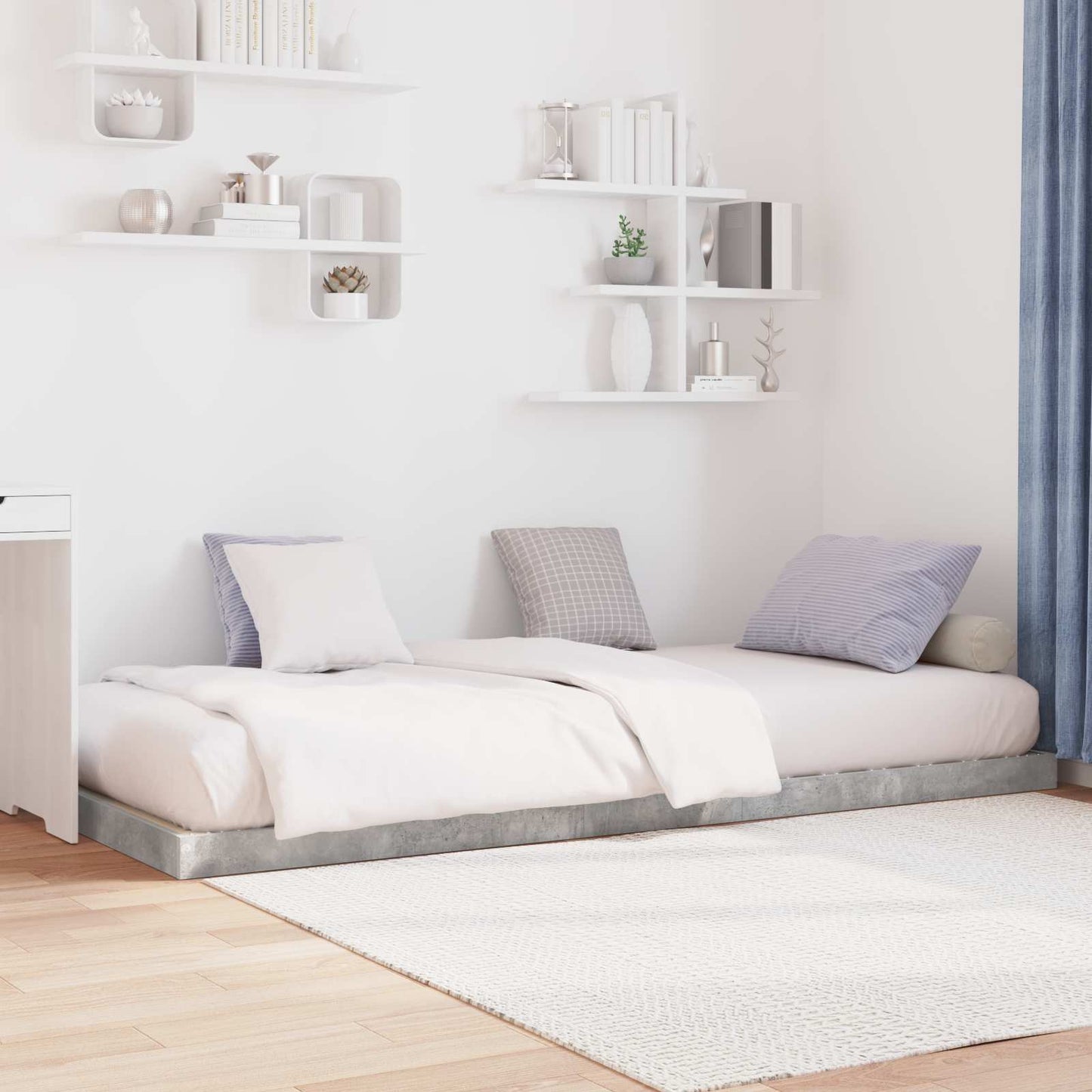 Struttura letto a terra Grigio cemento 100 x 200 cm | homemem39