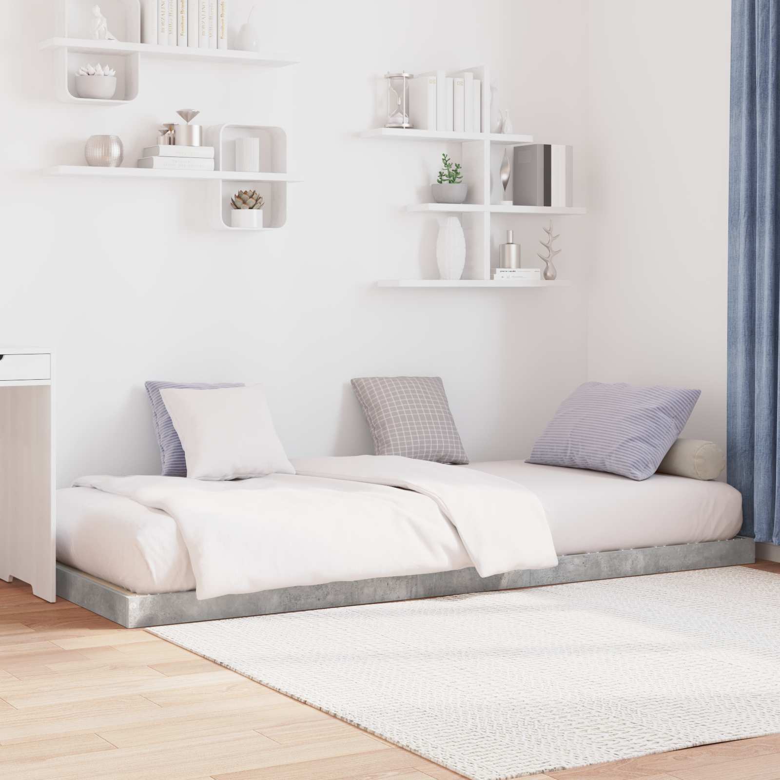 Struttura letto a terra Grigio cemento 100 x 200 cm | homemem39