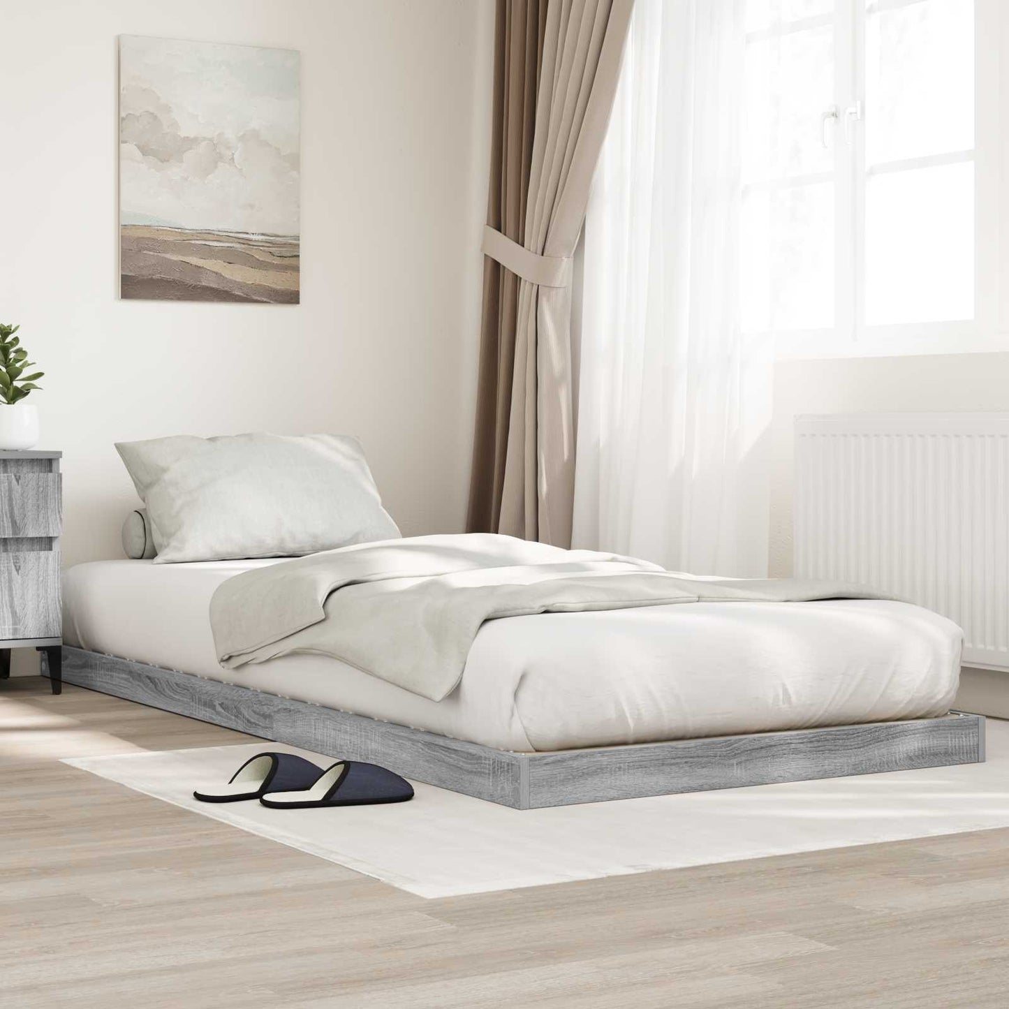 Struttura letto a terra Grigio Sonoma 100 x 200 cm | homemem39