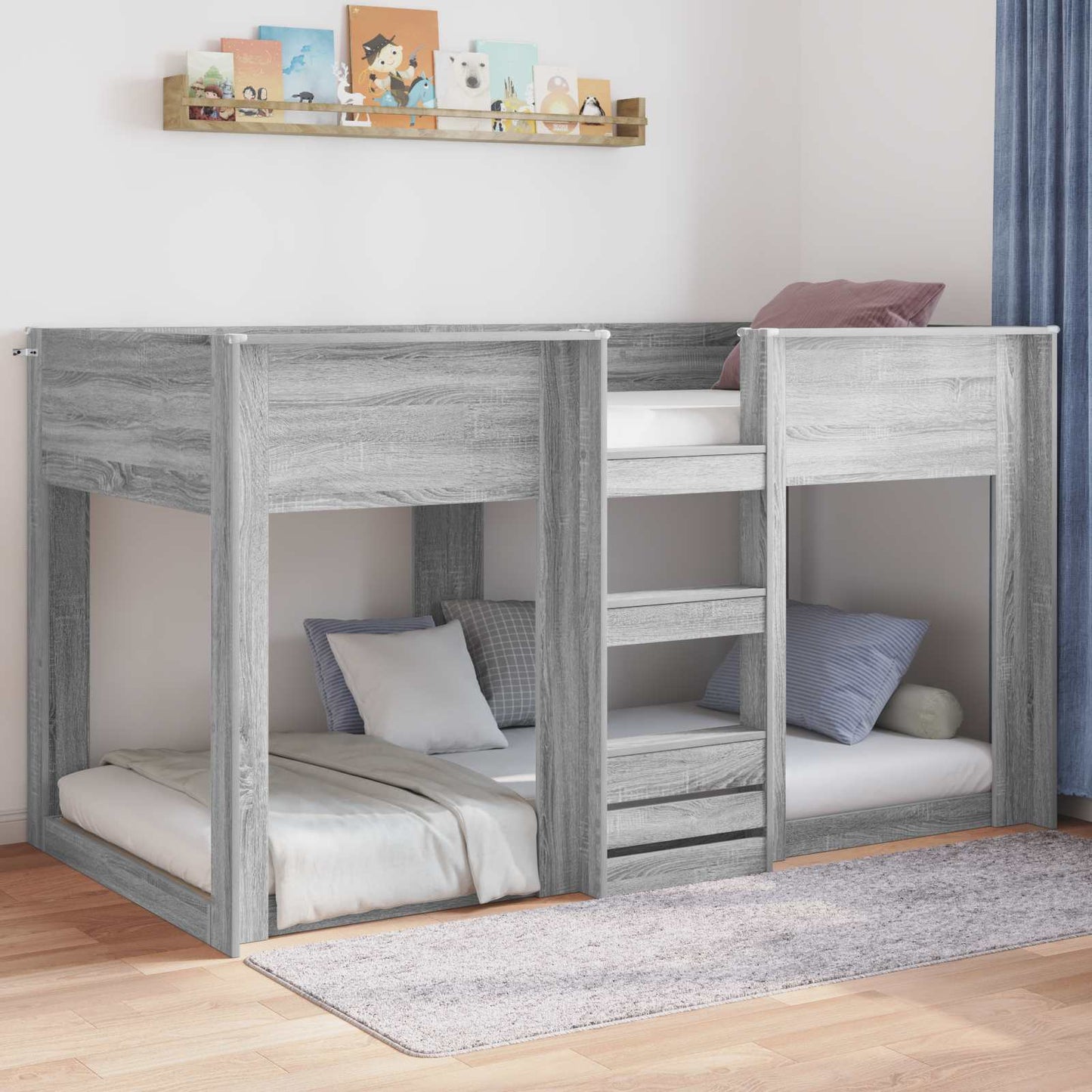 Struttura letto a terra Grigio Sonoma 100 x 200 cm