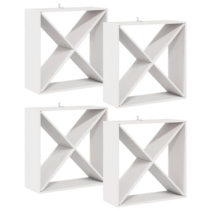 Portabottiglie 4 pcs Bianco 62 x 25 x 62 cm Pino massello