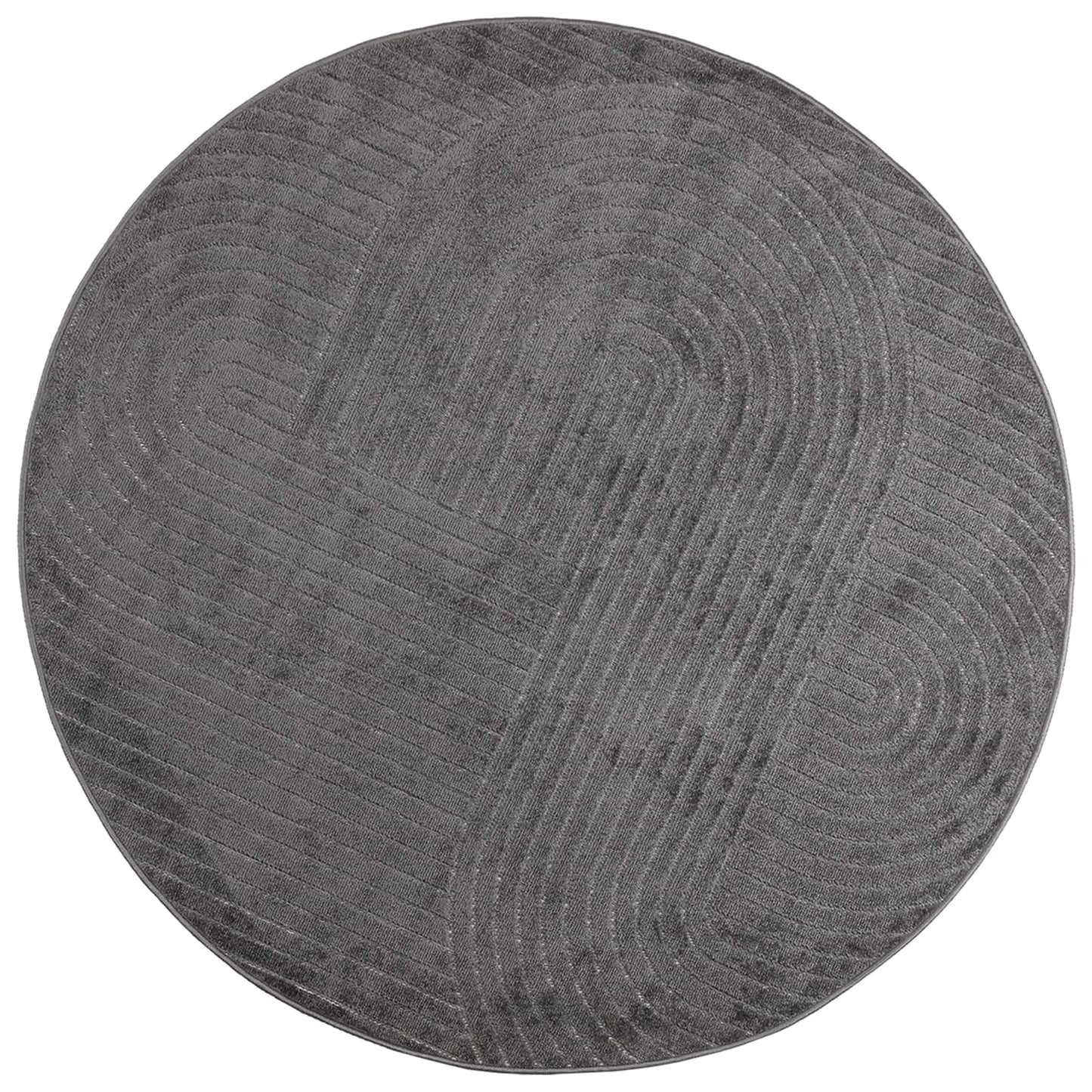 Tappeti per area Rotondo PALMERAS Antracite Ø 120 CM Poliestere | homemem39