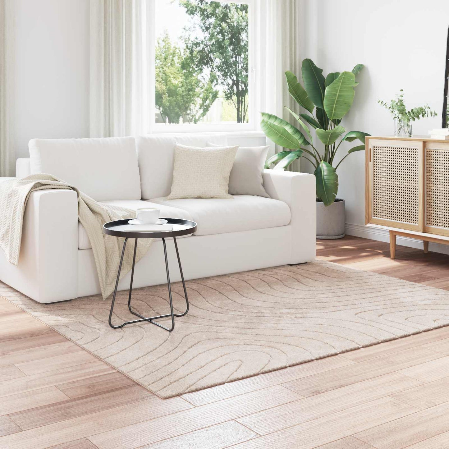 Tappeti per area Quadrato PALMERAS Beige 120 x 120 cm | homemem39