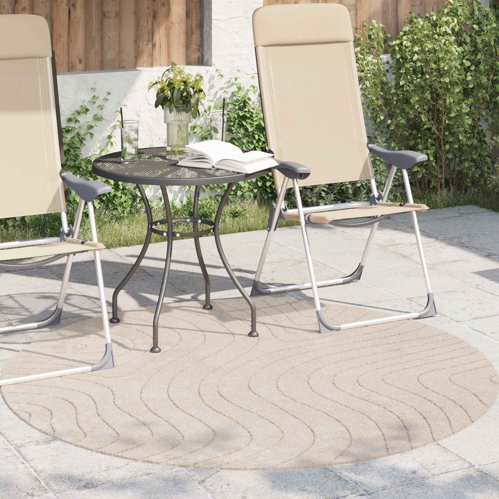 Tappeti per area Rotondo PALMERAS Beige Ø 120 CM Poliestere | homemem39