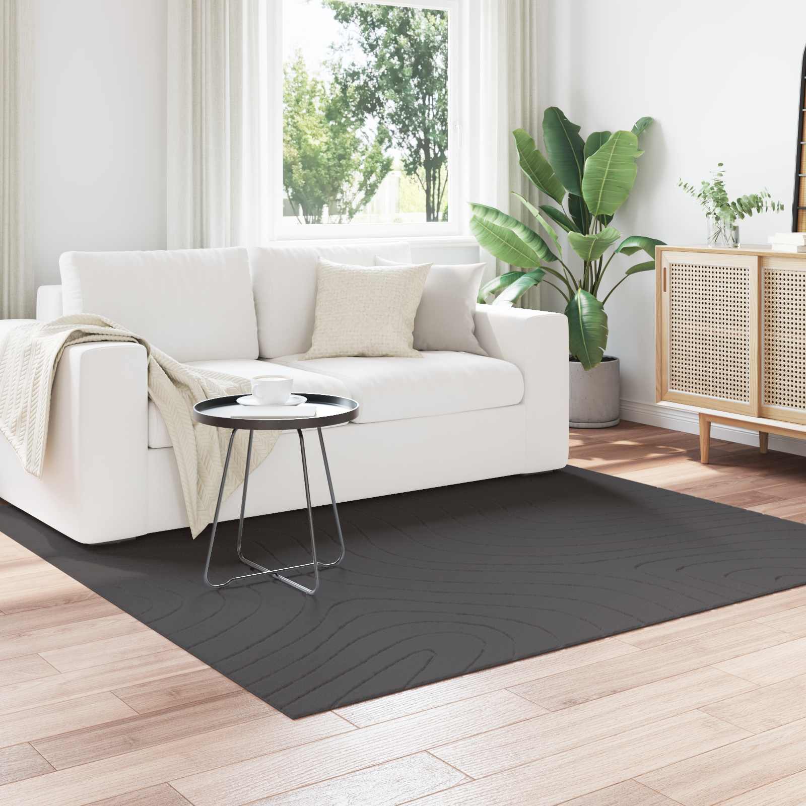 Tappeti per area PALMERAS Antracite 200 x 200 cm Poliestere | homemem39