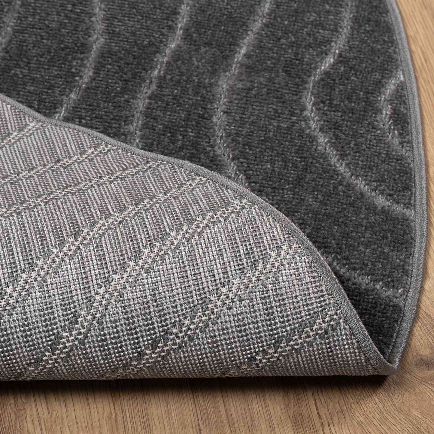 Tappeti per area Rotondo PALMERAS Antracite Ø 120 CM Poliestere | homemem39