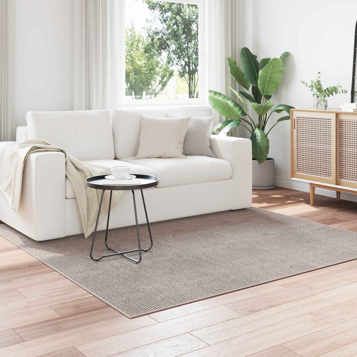 Tappeti per area LUGO Crema e Taupe 200 x 200 cm Poliestere | homemem39