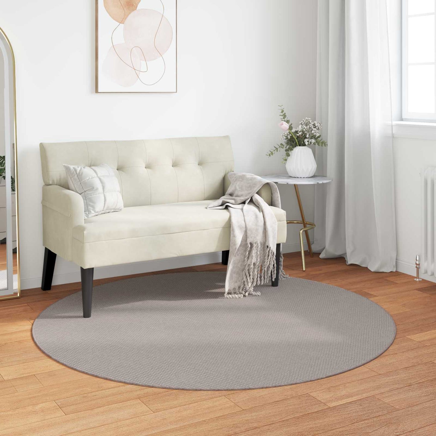 Tappeti per area Rotondo LUGO Crema e Taupe Ø 200 CM Poliestere | homemem39